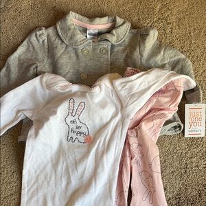 Easter Cute Baby Outfit Set - Gray and Pink